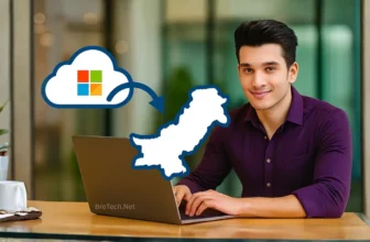 Man using laptop with Microsoft cloud in Pakistan