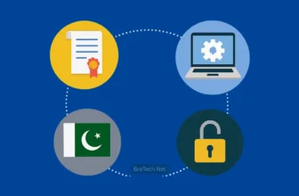 Digital security and technology icons with Pakistan flag