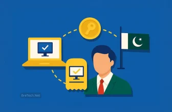 Online verification system illustration with Pakistan flag