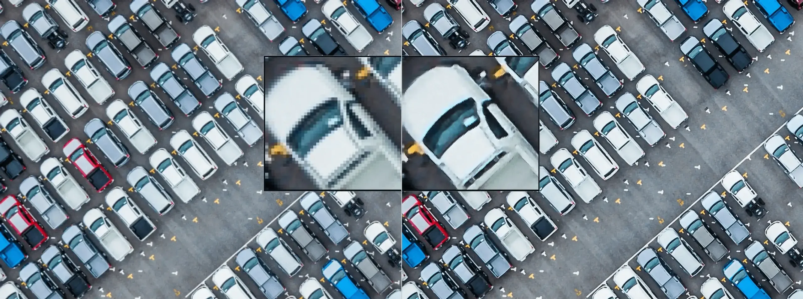 Aerial view of cars parked in parking lot