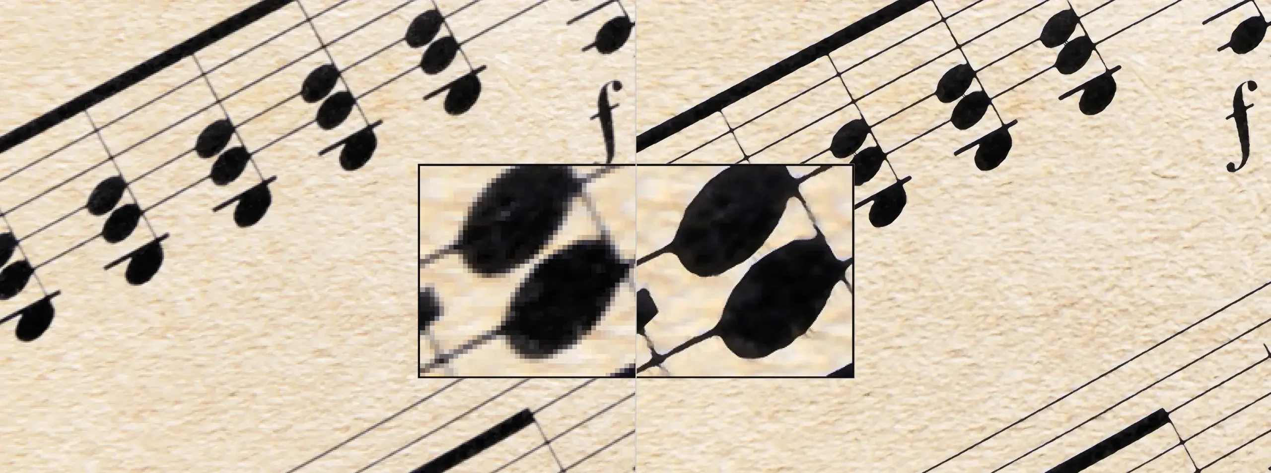 Close-up of musical notes on sheet music.