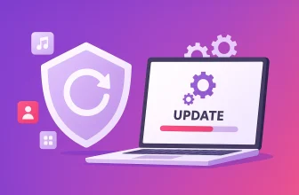 Laptop showing software update progress screen