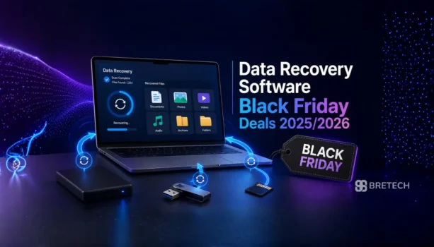 Laptop displaying data recovery software Black Friday deals