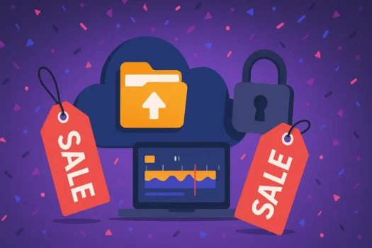 Cloud data security sale promotion illustration