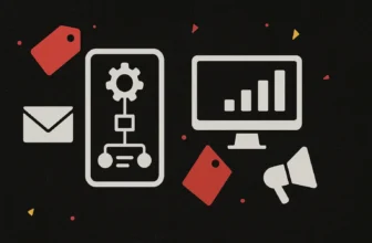 Digital marketing automation and data analytics illustration