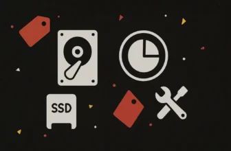 Data storage and repair icons illustration