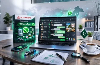 Laptop displaying WhatsApp Explorer software