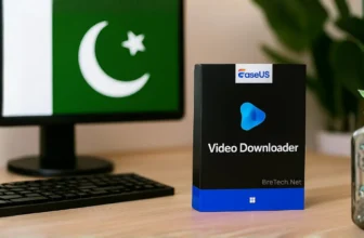 EaseUS Video Downloader box beside computer monitor