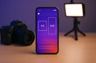 Smartphone showing aspect ratio options on screen