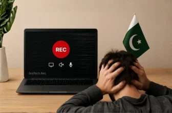 Person stressed during video recording session.