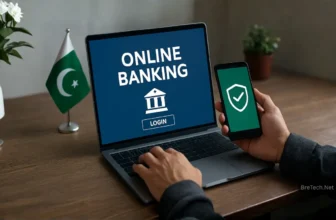 Person accessing online banking on laptop and phone.