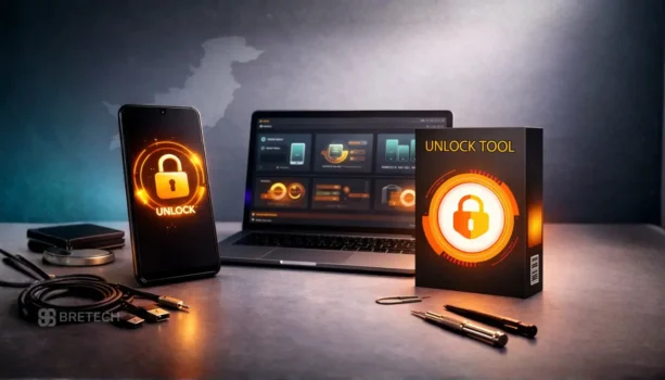 Unlock tool on phone and laptop display
