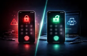 Two smartphones displaying security indicators