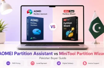 AOMEI vs MiniTool partition software comparison on laptop