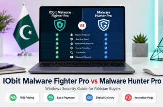 Laptop showing antivirus software comparison screen