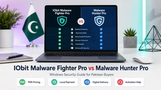Laptop showing antivirus software comparison screen