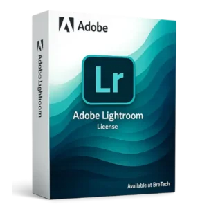 Adobe Lightroom software box with Lr logo