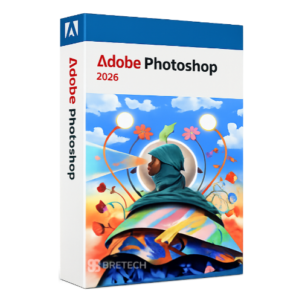 Adobe Photoshop 2026 software box with colorful artwork