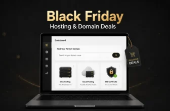 Black Friday hosting and domain deals on laptop