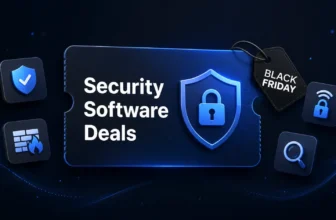 Black Friday security software deals banner with shield