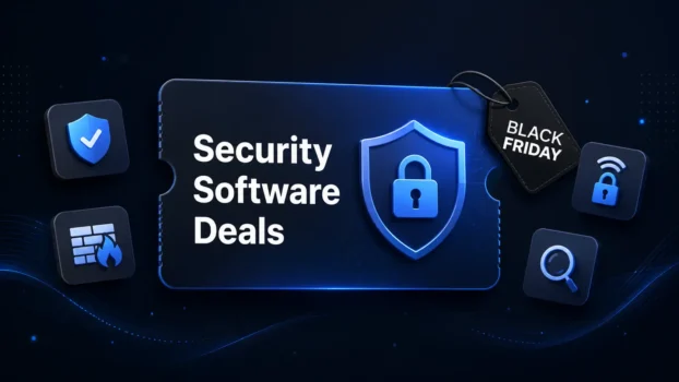 Black Friday security software deals banner with shield