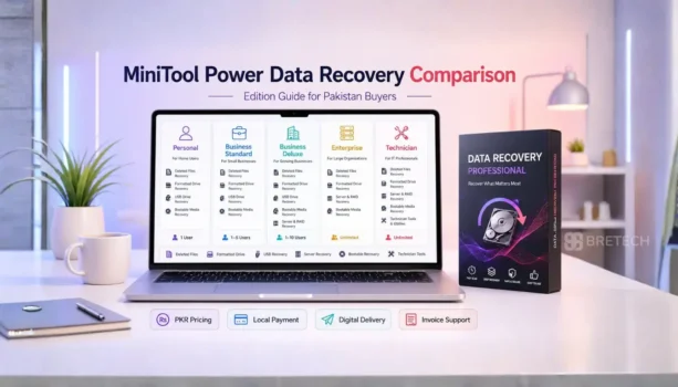 MiniTool Power Data Recovery comparison on laptop screen