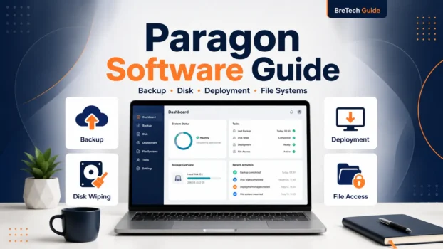 Paragon Software Guide dashboard on laptop screen