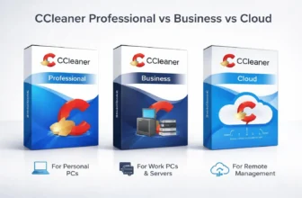 CCleaner Professional, Business, and Cloud product boxes