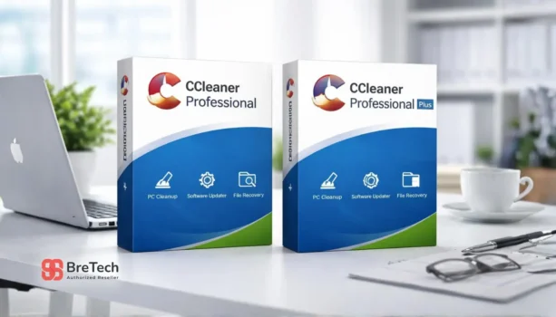 CCleaner Professional software boxes on office desk