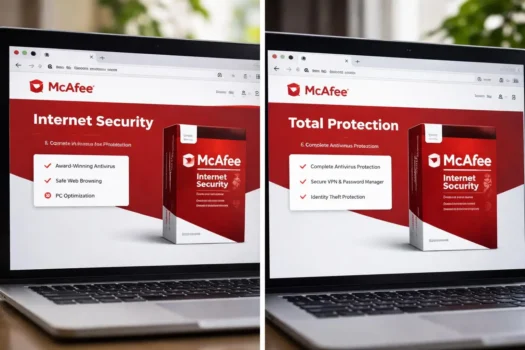 McAfee Internet Security and Total Protection on laptop