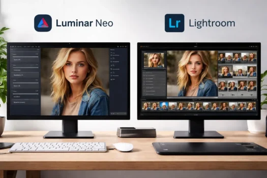 Luminar Neo and Lightroom photo editing interfaces compared