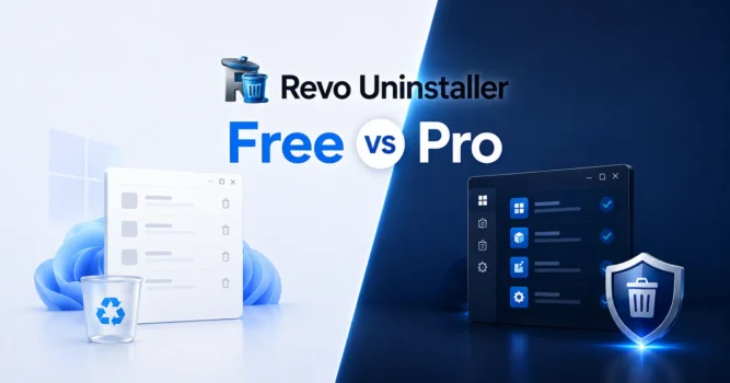 Revo Uninstaller Free vs Pro comparison graphic