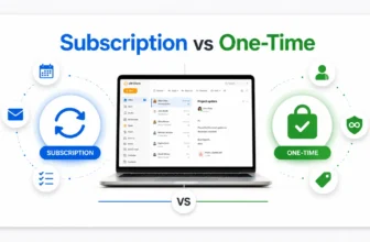 Subscription vs One-Time payment comparison graphic